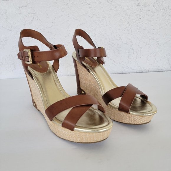 Liz Claiborne Shoes - Liz Claiborne Wedge Leather Sandals Size 7.5